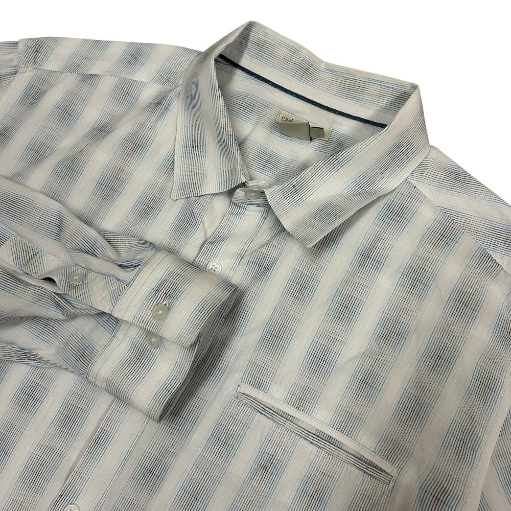 Carbon 2 Cobalt Shirt‎ Mens XL White Plaid Button Up Long Sleeve Light Weight